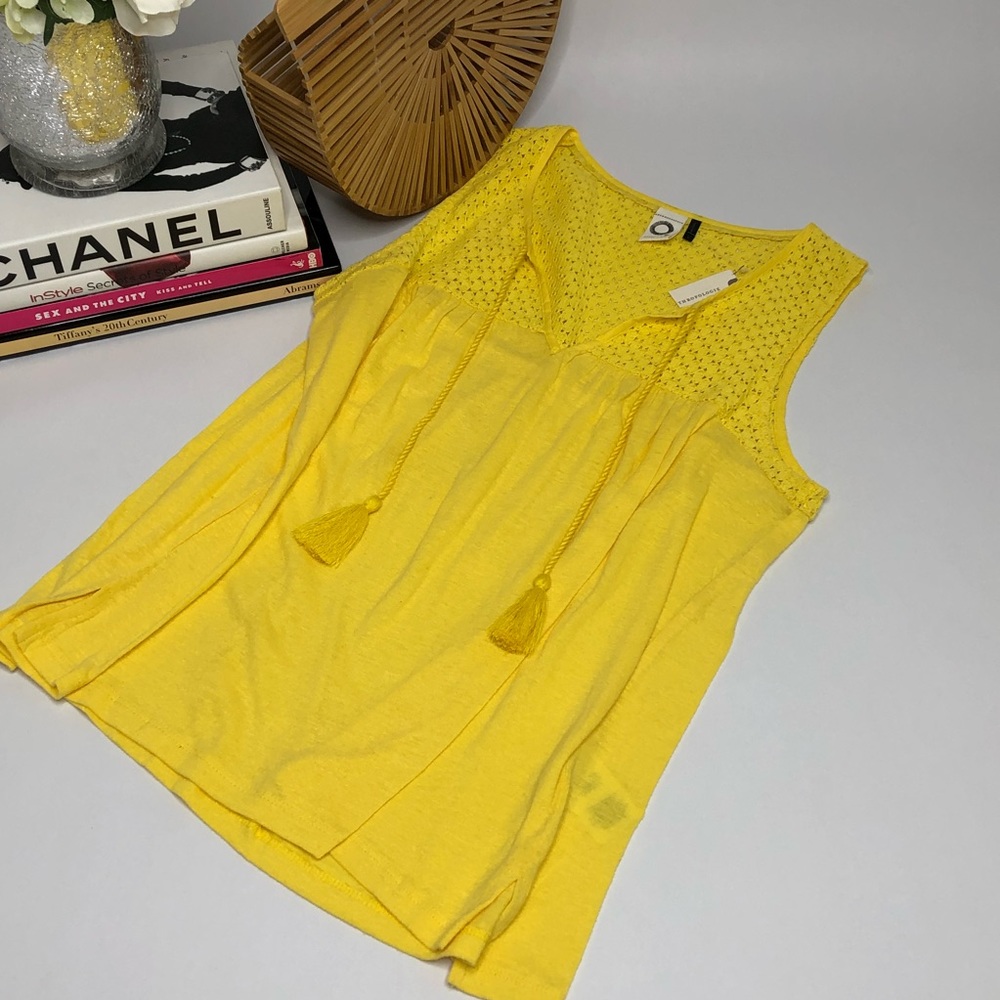 Anthropologie plaf linen blend tassel tank